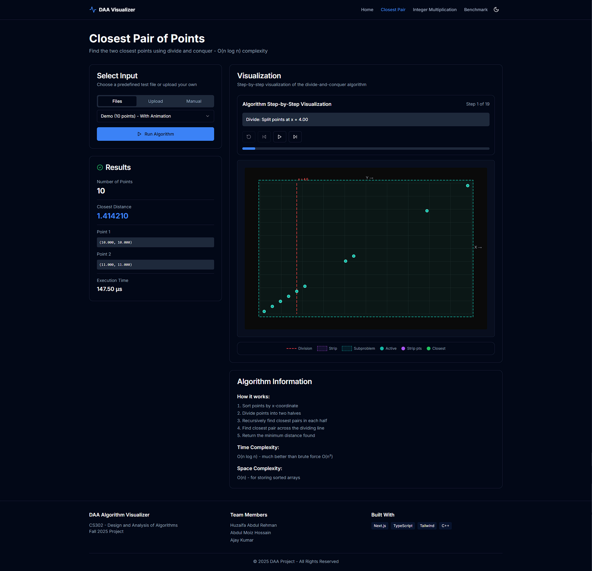 Algorithmic Analysis and Visualization project screenshot